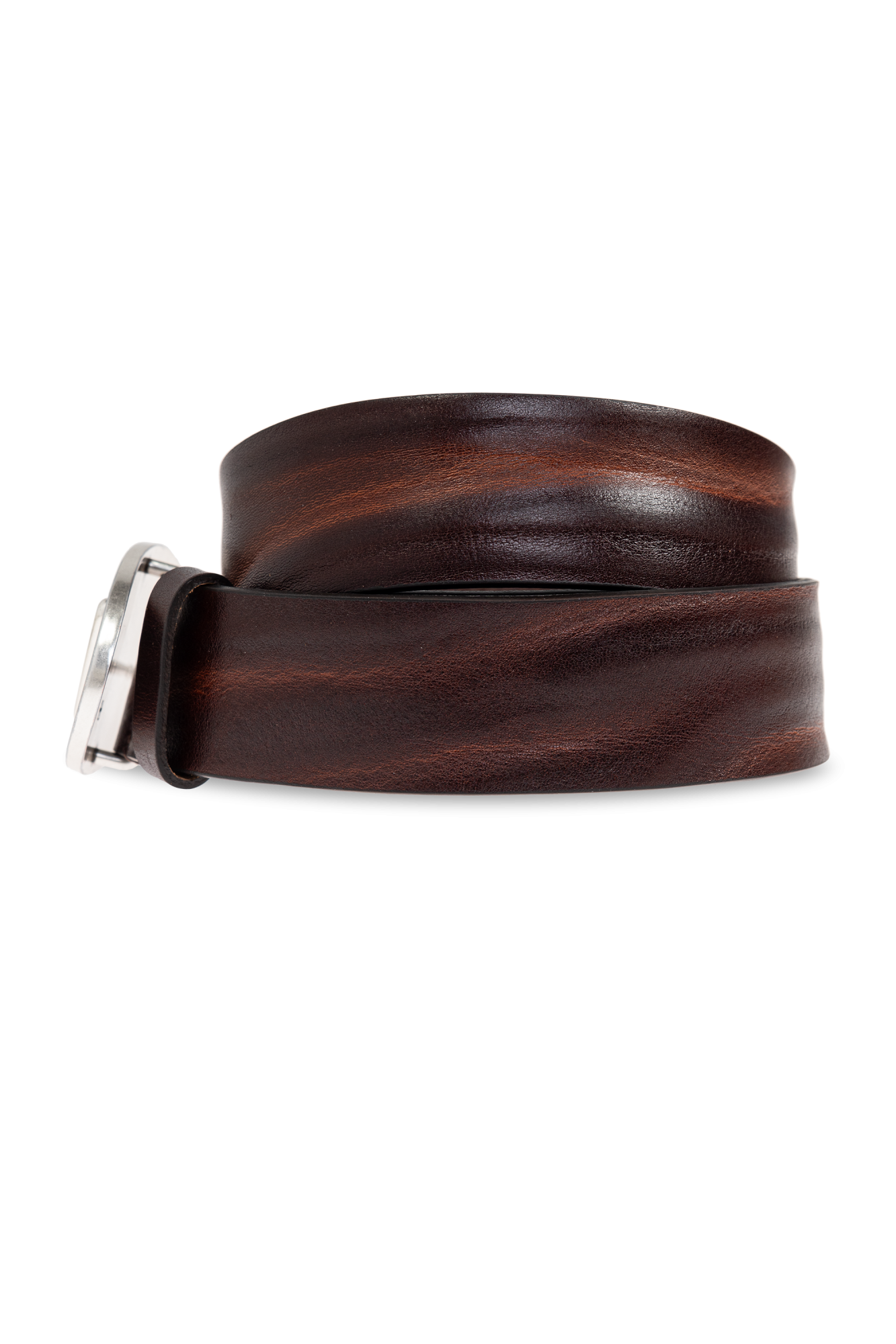 DIESEL☆ Leather belt with oval D logo ブラウン シンプル Diesel Oval Logo Belt Brown | Mainline Menswear United States